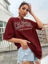 Women's oversized printed round neck polycotton t-shirt, vibrant pattern, short sleeves, XS-XL, Indian fashion