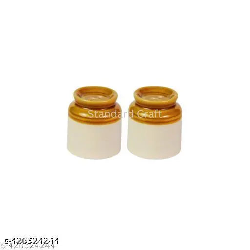 Ceramic 5000ML pickle jar with salt containers, pack of 3 - Traditional Indian pickle storage solution