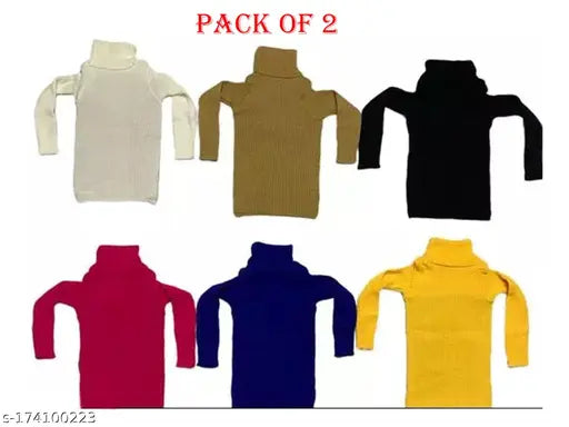 Baby Desire winter woolen high neck sweater multipack of 2, solid pattern for baby boys & girls (0-3 months to 3-4 years), Indian-made