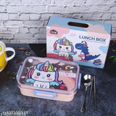 Stainless steel unicorn lunchbox for kids, 16.5 x 6.5 x 22.5 cm, microwave safe, Indian origin