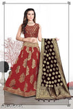 Art Silk Lehenga and Cotton Silk Dupatta, embellished semi-stitched Classy Lehenga Cholis for young ladies, featuring a heavy Brocade Lehenga and Banarasi Jacquard Silk Blouse & Dupatta, suitable for machine wash
