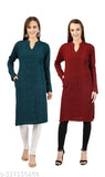 Maroon embellished wool A-line kurtis & kurtas, BLUSHH COLLECTION women's long sleeve fashion from India