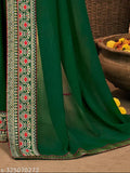 Georgette jacquard border saree, embroidered net blouse, Indian women's fashion accessory