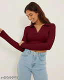 Best-selling cotton cross collar full sleeve top, solid pattern, comfortable fit for women and girls, made in India