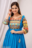 Panwar Women's printed viscose rayon 3/4 sleeve toop gown, solid color, Indian-inspired design in various sizes