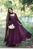 Embellished Georgette maxi gown, heavy embroidery mirror work, Indian traditional eveningwear