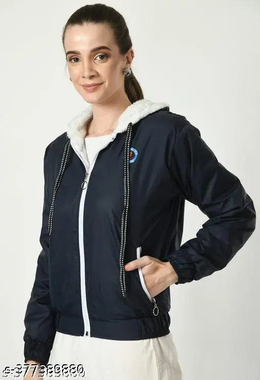 Navy blue polyester printed net long sleeve jacket, new collection from India on mannequin XS (bust 32in, length 21in), S (bust 34in, length 21in), M (bust 36in, length 21in)