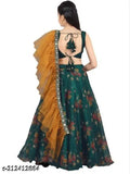 Semi-Stitched Ethnic Wear Net Lehenga, Choli & Dupatta Set. Embroidered Indian attire for girls aged 9-14 years