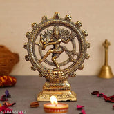 Oxide metal Nataraj Statue, dancing Lord Shiva for home decor, Hindu religious symbol, 6x8x2 inches