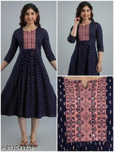 Rayon three-quarter sleeve trendy printed embroidery kurti for women's weddings, India origin