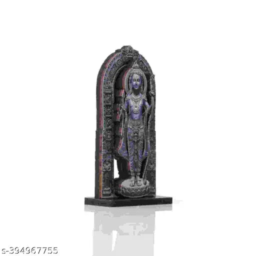 Wooden Ram Lalla statue replica, premium decor item (6 inches), ideal for Pooja Samagri. High-quality synthetic wood frame with vibrant colors. Great gifting option. Made in India