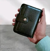 PU leather black card-coin holder, lightweight zipper organizer for cards and coins (Free Size: 11cm x 8cm)