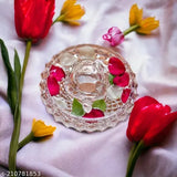 Crystal Tortoise KACHHUA with LEAF plate pond, feng shui showpiece for career and good luck, Indian-made home decor item (5.5"L x 2"H x 5.5"W)