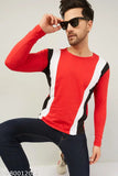 Red colorblocked cotton long sleeve t-shirt for men, swiftly brand, India origin