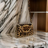 Animal print PU sling bag for women & girls. Spacious, lightweight, secure zipper closure. Durable, India origin