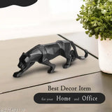 Modern geometrical black panther figurine, polyresin, home decor item (26cm x 6cm x 8cm)