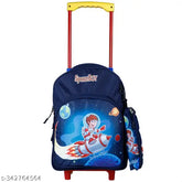 Waterproof 16-inch blue polyester trolley bag (30 L), ideal for school and travel, Indian Space Boy design