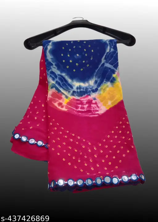 Light weight Georgette saree for women and girls, digital print with cut work detail, India-made pure Georgette