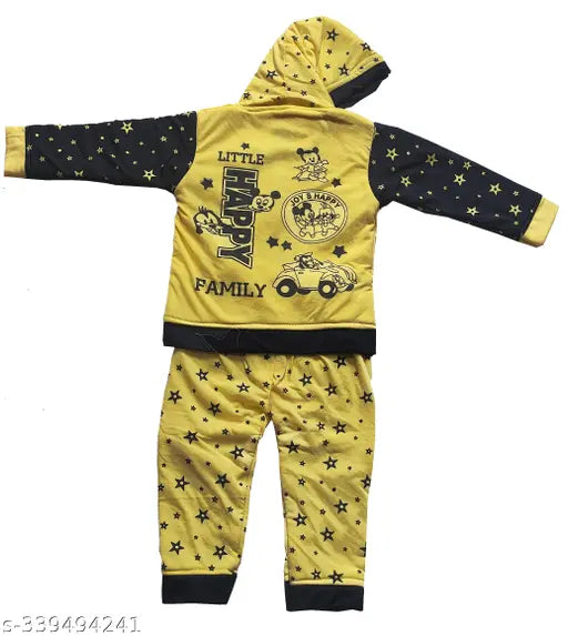 Yellow wool sweater & hoodie for kids, embroidered net pattern, PTENA FASHION. Soft clothing for 1-2 years (Bust Size: 12in, Waist Size: 17in), made in India