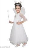 Red net Pari gown dress by RK Collection for girls aged 3-9, features self-design net pattern, short sleeves, and high quality material for comfort and durability. Perfect for Christmas parties with matching accessories available