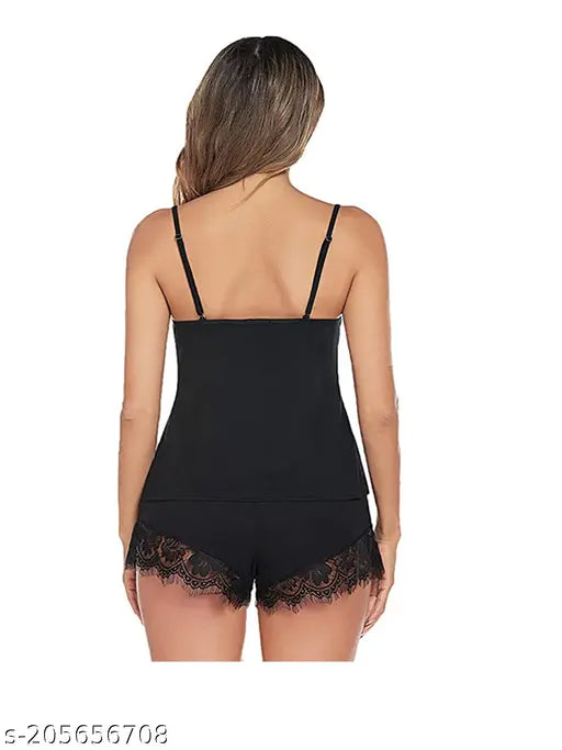 New stylish nylon lace nightsuit in solid color, free size 28-36 inches, perfect for women's sleepwear and lingerie
