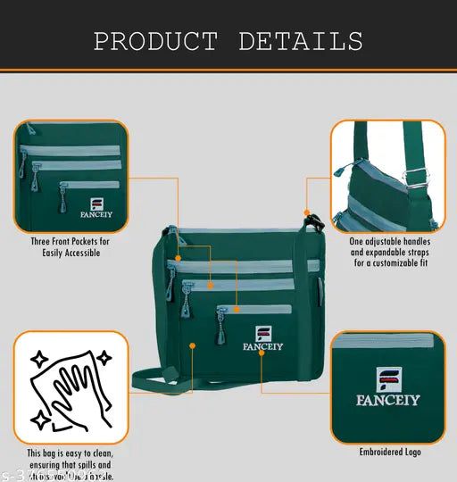 Solid polyester FANCEIY sling bag for daily use, ideal for travel and versatile carry