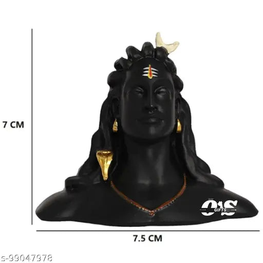 Black poly resin Adiyogi Shiva figurine for car dashboard, Lord Shiva statue for home decor