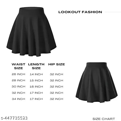 Crepe western high-waist mini skirt, solid net, trendy and fashionable for women's casual outings or parties. Size 26 (Waist 26in, Length 14in, Hip 32in), made in India