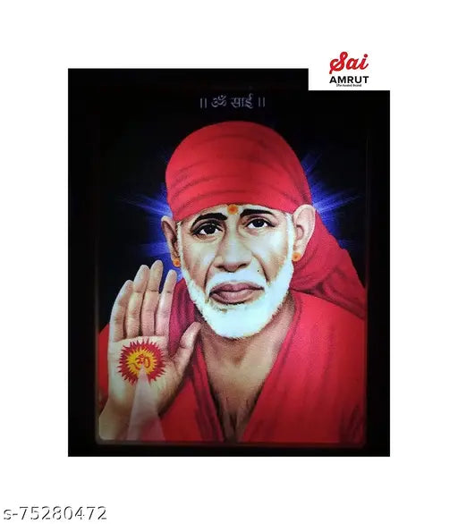 ABS Sai Baba LED Night Bed Lamp (Ashirwad Pose), Indian Ganesh idol in 3D illusion