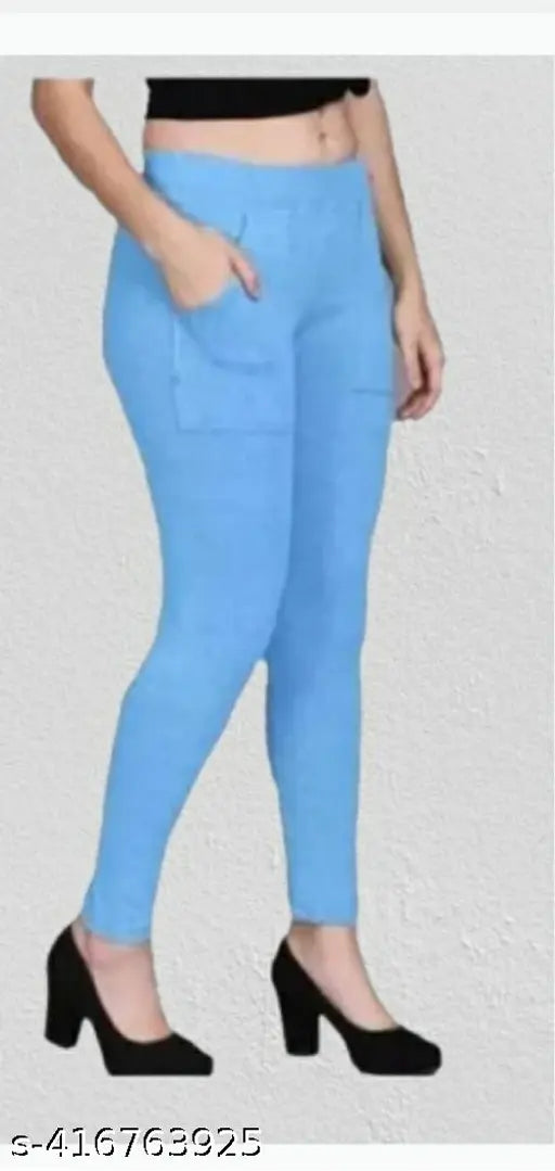 Cotton blend solid jeggings pack of 2 for women, elegant fashion from India