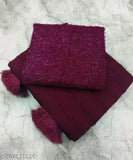 Chiffon saree with fur stripe pattern, jari tassels on pallu - elegant Indian self-design for special occasions