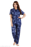 Women's printed satin night suite set - shirt and pyjama set - top and bottom set - nightdress set for women and girls. Solid patterned sleepwear in multiple sizes: M, L, XL, XXL from India