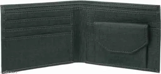 Black faux leather men's wallet with 8 card slots, durable and classy design, perfect gifting option
