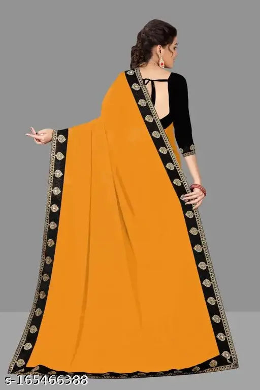 Georgette daily wear saree with Maharani lace, free size, 5.5 meters, made in India