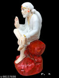 Shirdi Saibaba marble statue, 65" ABS god idol for home and office decor in mandir, Indian-made marble artwork