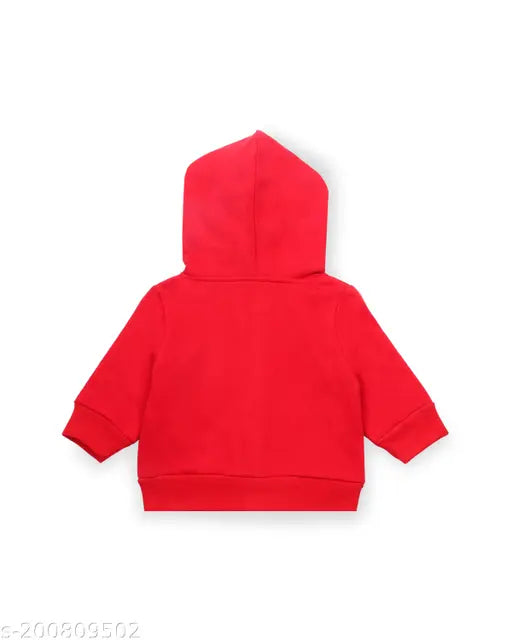 Cotton blend fleece winter hoodie for kids, solid color, long sleeves, size 2-15 years, India origin