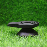 Black marble Original Narmada Stone Jaladhari Lingam Holder (4in) for Home Puja