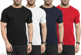 Multicoloured cotton blend round neck men's T-shirts pack of 4, suitable for daily wear, exercise, or casual outings