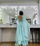 Georgette dress set with full dupatta, Bollywood-inspired women's fashion, fully stitched for a beautiful function appearance (S-XXXL)