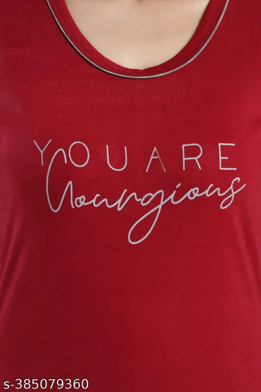 Hosiery houndstooth print t-shirt and pyjama nightsuit for women, sleepwear and loungewear, loose fit