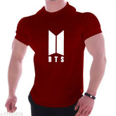 Stylish poly blend regular fit BTS print Kpop t-shirt, unisex half sleeves round neck in vibrant colors