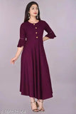 Designer rayon womens kurtis, solid pattern in three-quarter sleeves - Indian fashion essential