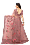 Indian net saree with floral embroidery, Patlani Style party wear, unstitched blouse piece