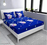 Glace cotton fitted double bedsheet and 2 pillow covers, superfine quality for home or guest rooms (78 x 72 inch)