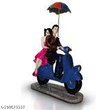 Indian-made polyresin romantic couple statue, detailed scooter design, ideal for Valentine's Day gifting or home decor