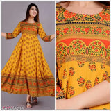 Cotton 3/4 sleeve rayon print long kurta, vibrant Indian fashion wear for women