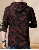 Black cotton long sleeve men's round neck t-shirt with printed color block pattern from India