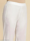 Solid white cotton trousers for women, perfect for casual wear or everyday style