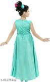Mint green cotton blend frock for girls, embroidered net party dress, 3-12 years sizes origin India