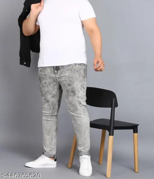 Grey denim slim fit jeans for men, solid grey fabric, size 28/30/32 from India